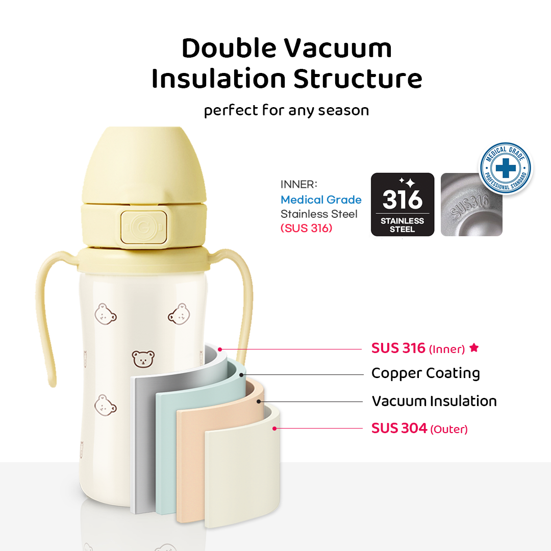 Grosmimi Stainless Steel Straw Cup with Flip Top - 10oz (300ml)