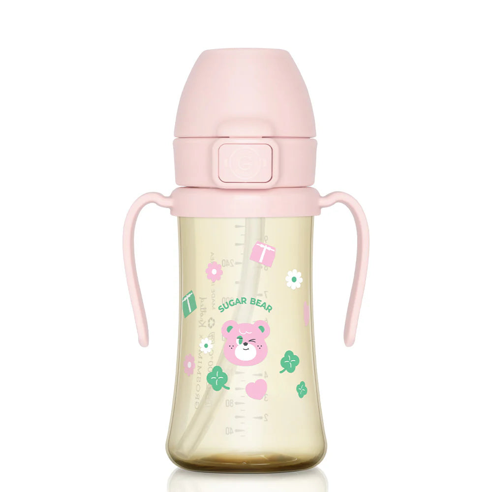 Grosmimi PPSU Straw Cup with Flip Top - 10oz (300ml) Stage 2 Straw