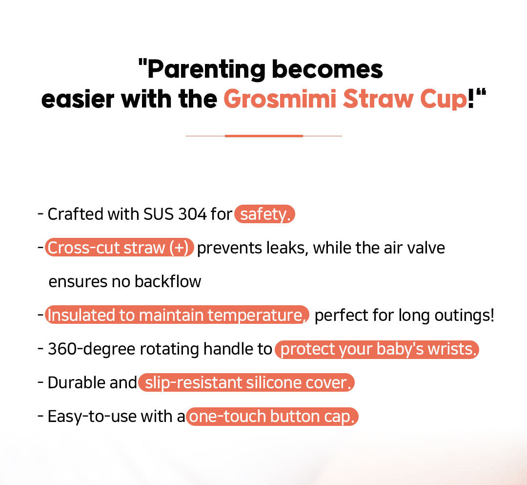 Grosmimi Stainless Steel Straw Cup with Flip Top - 6oz (200ml)