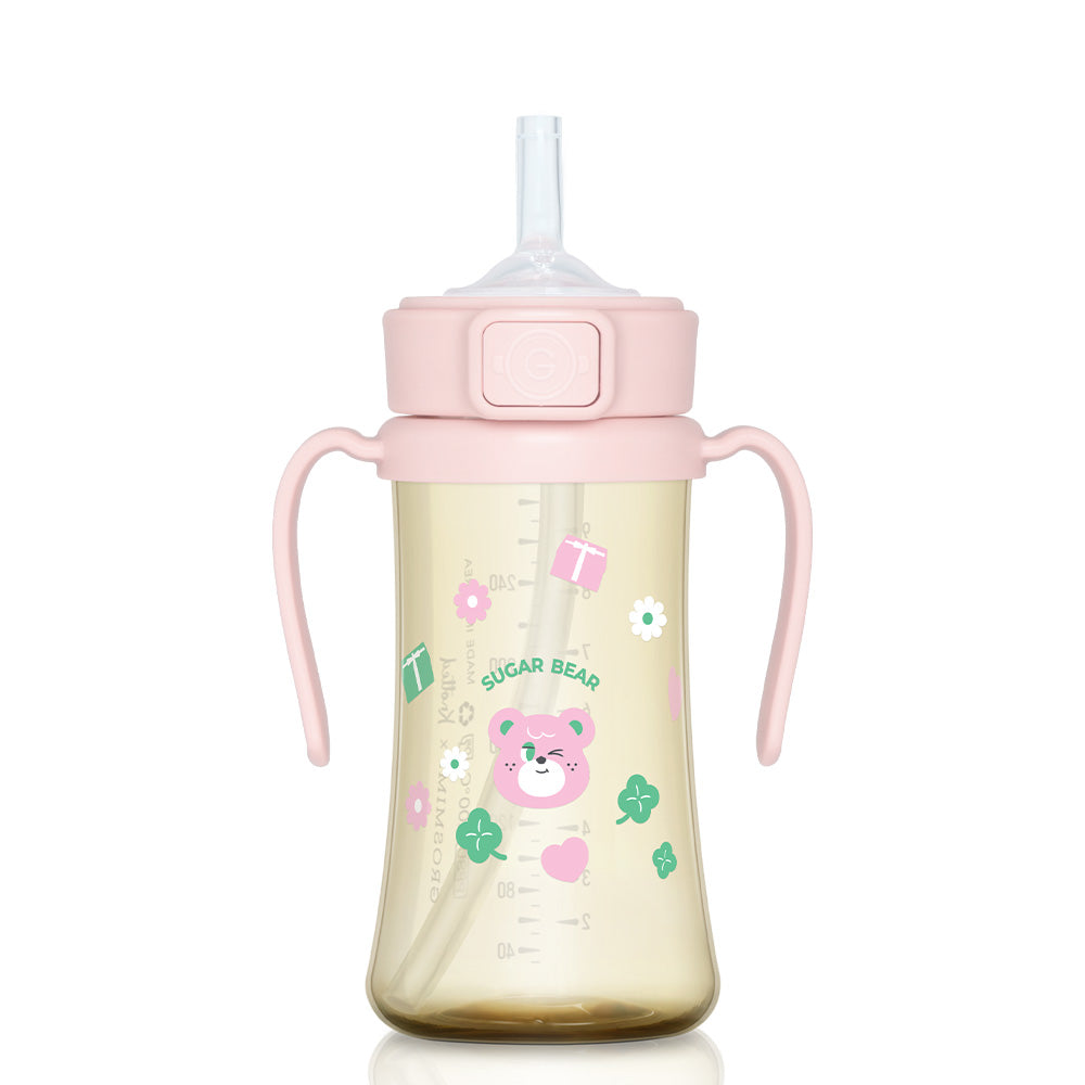 Grosmimi PPSU Straw Cup with Flip Top - 10oz (300ml) Stage 2 Straw