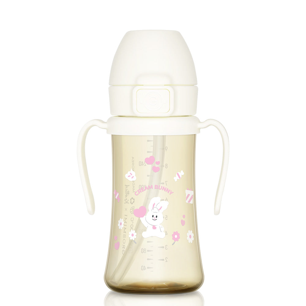 Grosmimi PPSU Straw Cup with Flip Top - 10oz (300ml) Stage 2 Straw