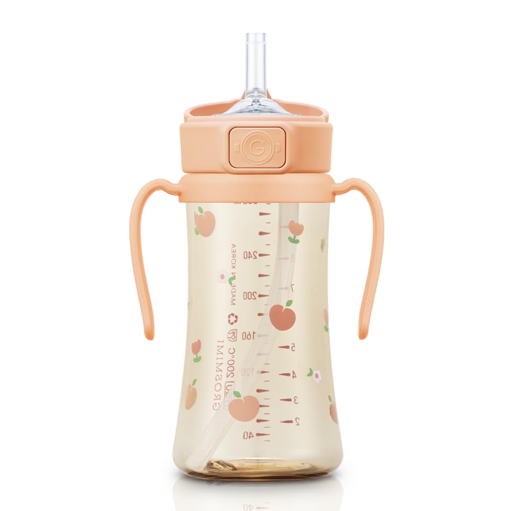Grosmimi PPSU Straw Cup with Flip Top - 10oz (300ml) Stage 2 Straw
