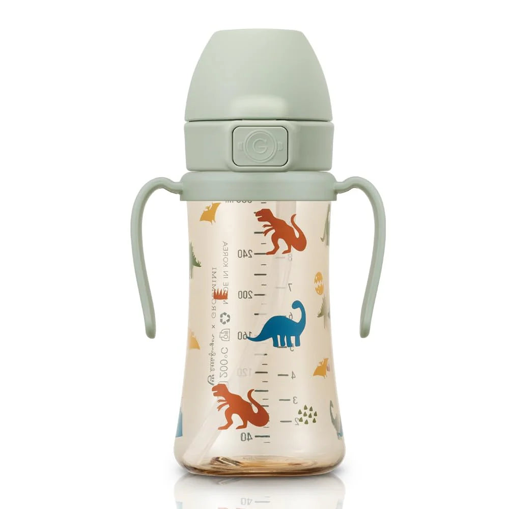 Grosmimi PPSU Straw Cup with Flip Top - 10oz (300ml) Stage 2 Straw