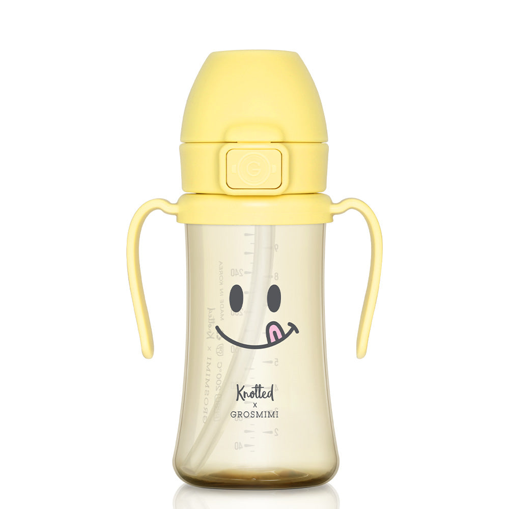 Grosmimi PPSU Straw Cup with Flip Top - 10oz (300ml) Stage 2 Straw