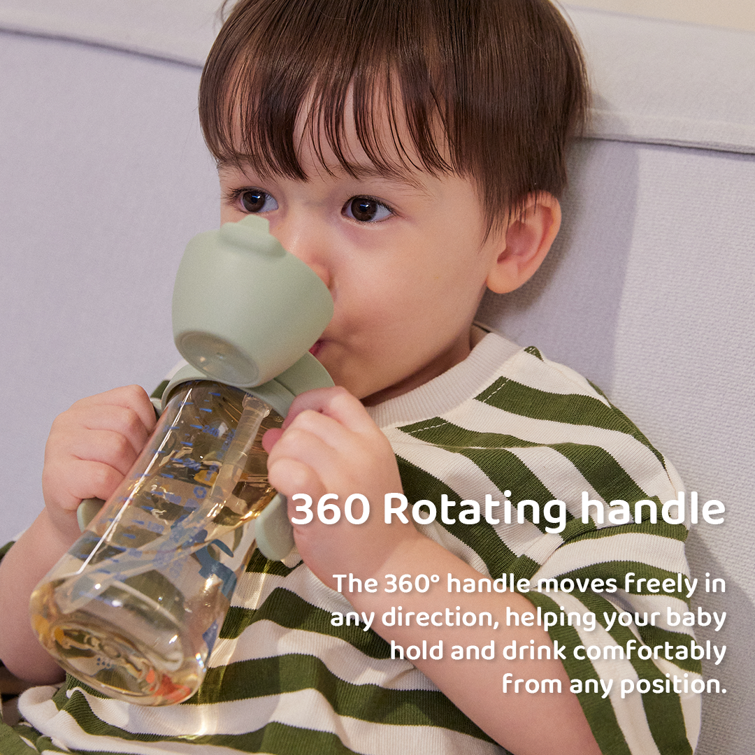 Grosmimi PPSU Straw Cup with Flip Top - 10oz (300ml) Stage 2 Straw