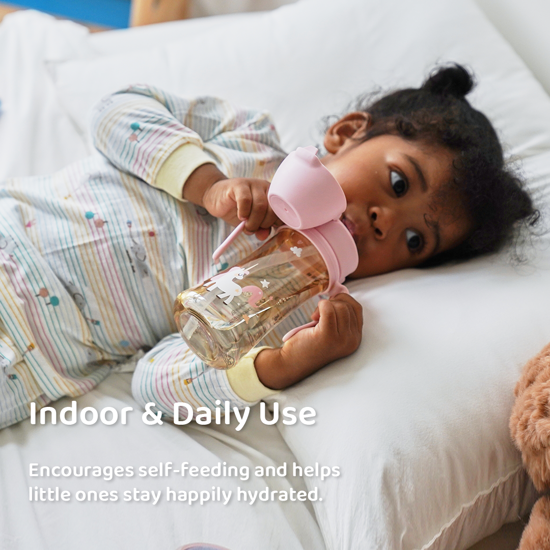 Grosmimi PPSU Straw Cup with Flip Top - 10oz (300ml) Stage 2 Straw