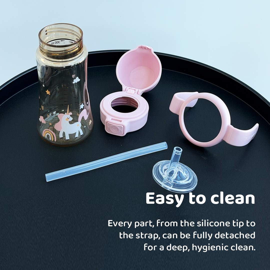 Grosmimi PPSU Straw Cup with Flip Top - 10oz (300ml) Stage 2 Straw