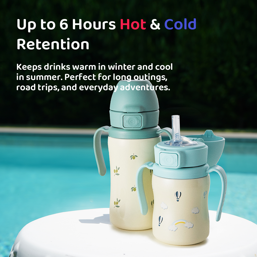 Grosmimi Stainless Steel Straw Cup with Flip Top - 6oz (200ml)