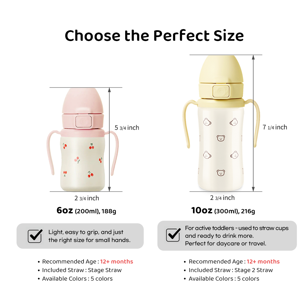 Grosmimi Stainless Steel Straw Cup with Flip Top - 6oz (200ml)