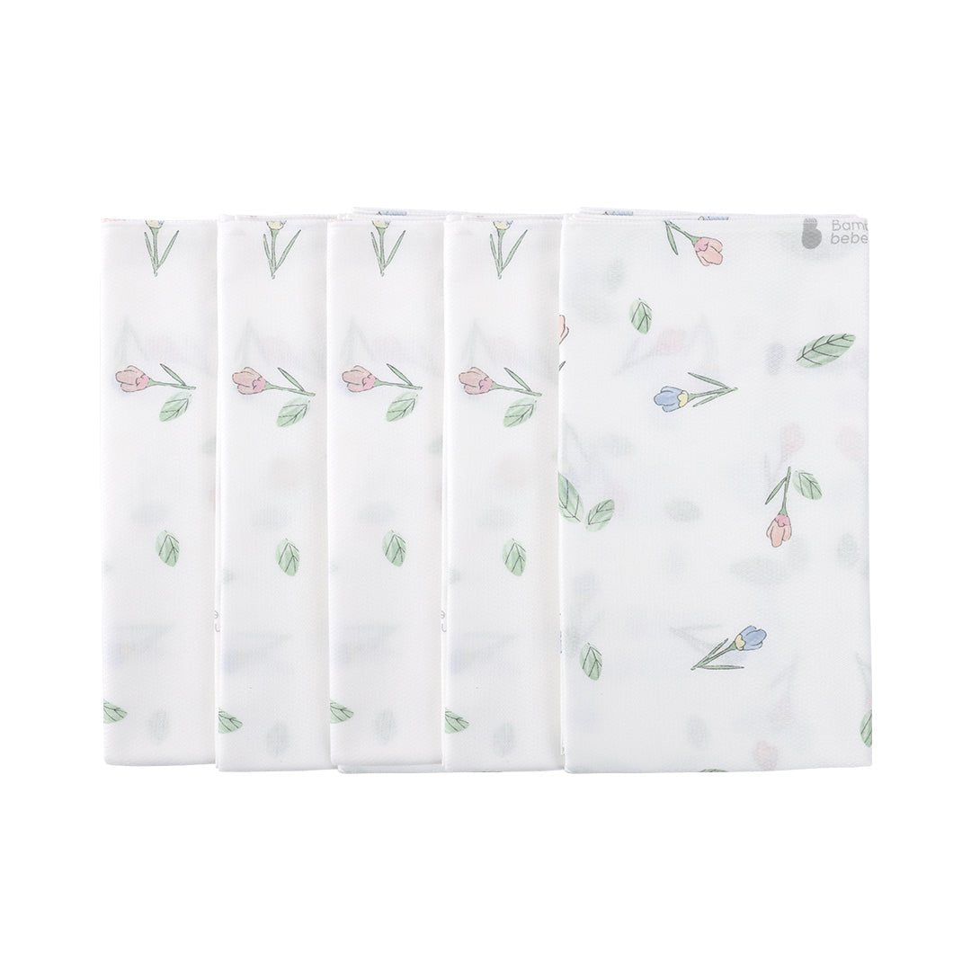 BambooBebe Signature Embossed Hankie - Flower Buds 5 pack - Zezebaebae