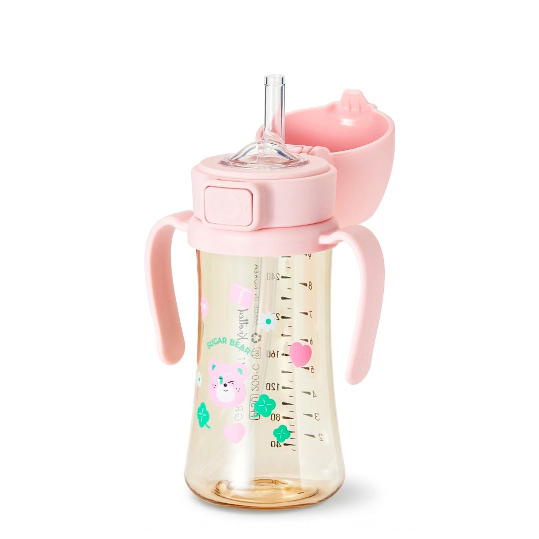 Grosmimi PPSU Straw Cup with Flip Top - 10oz (12 Months+) Stage 2 Straw - Zezebaebae