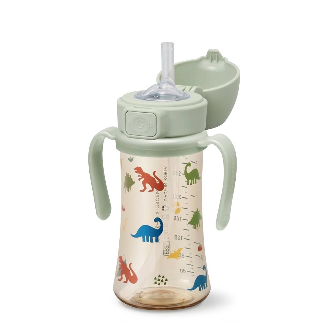 Grosmimi PPSU Straw Cup with Flip Top - 10oz (12 Months+) Stage 2 Straw - Zezebaebae