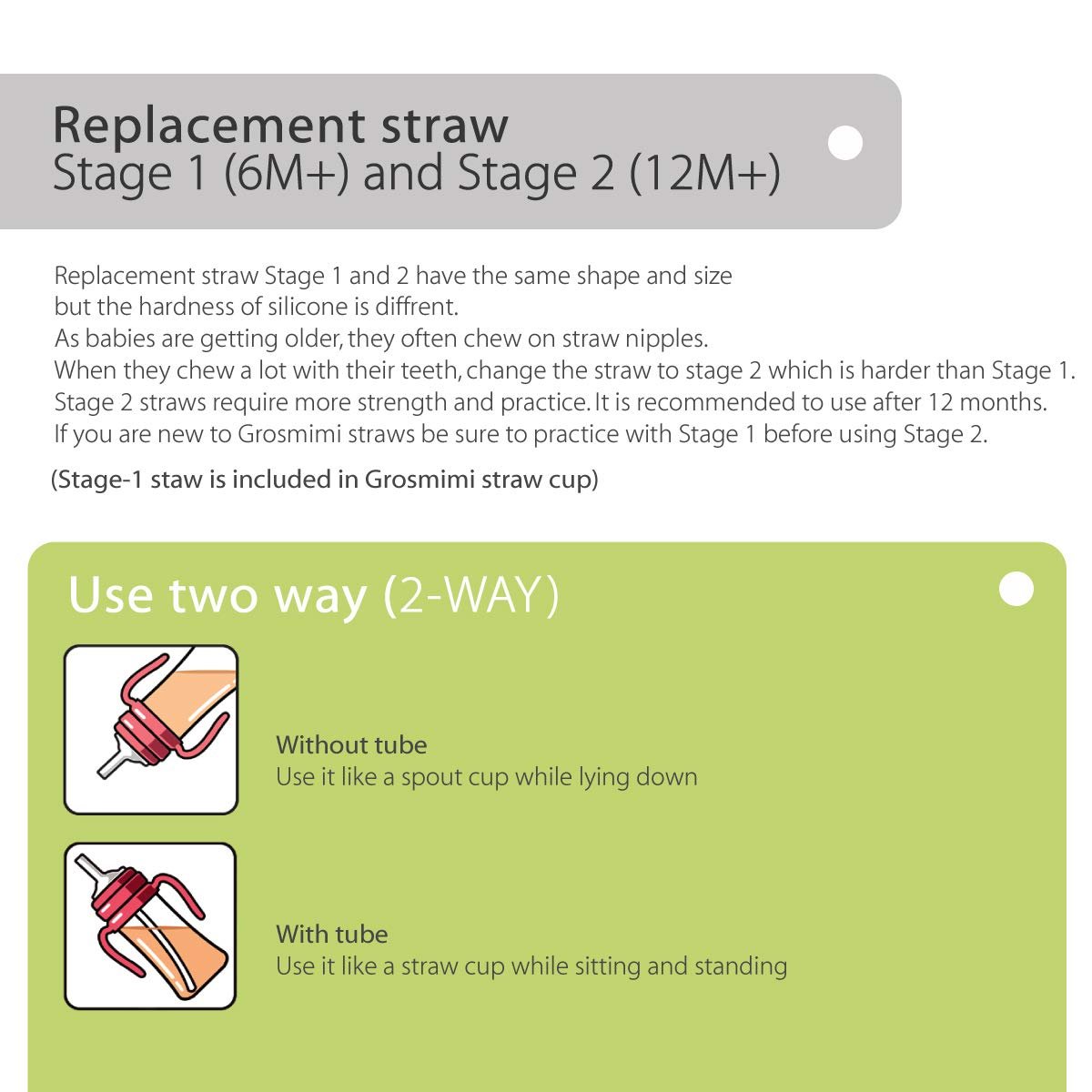 Grosmimi Replacement Straw Kit Stage 1 (6M+) - Zezebaebae
