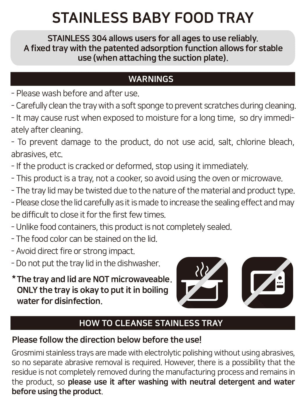 Grosmimi Stainless Steel Food Tray with 3 Compartment - Zezebaebae