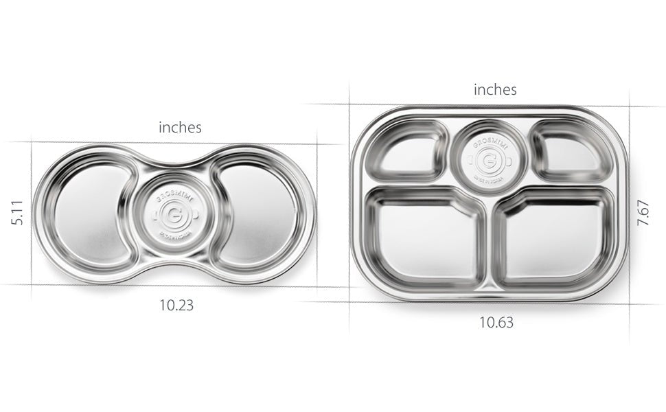 Grosmimi Stainless Steel Food Tray with 3 Compartment - Zezebaebae