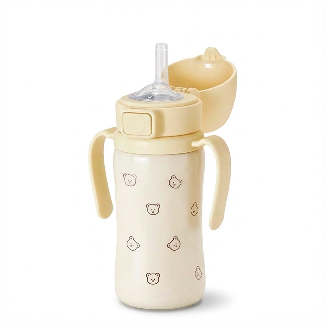 Grosmimi Stainless Steel Straw Cup with Flip Top - 10oz (12 Months+) - Zezebaebae