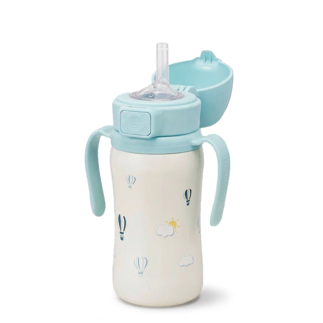 Grosmimi Stainless Steel Straw Cup with Flip Top - 10oz (12 Months+) - Zezebaebae