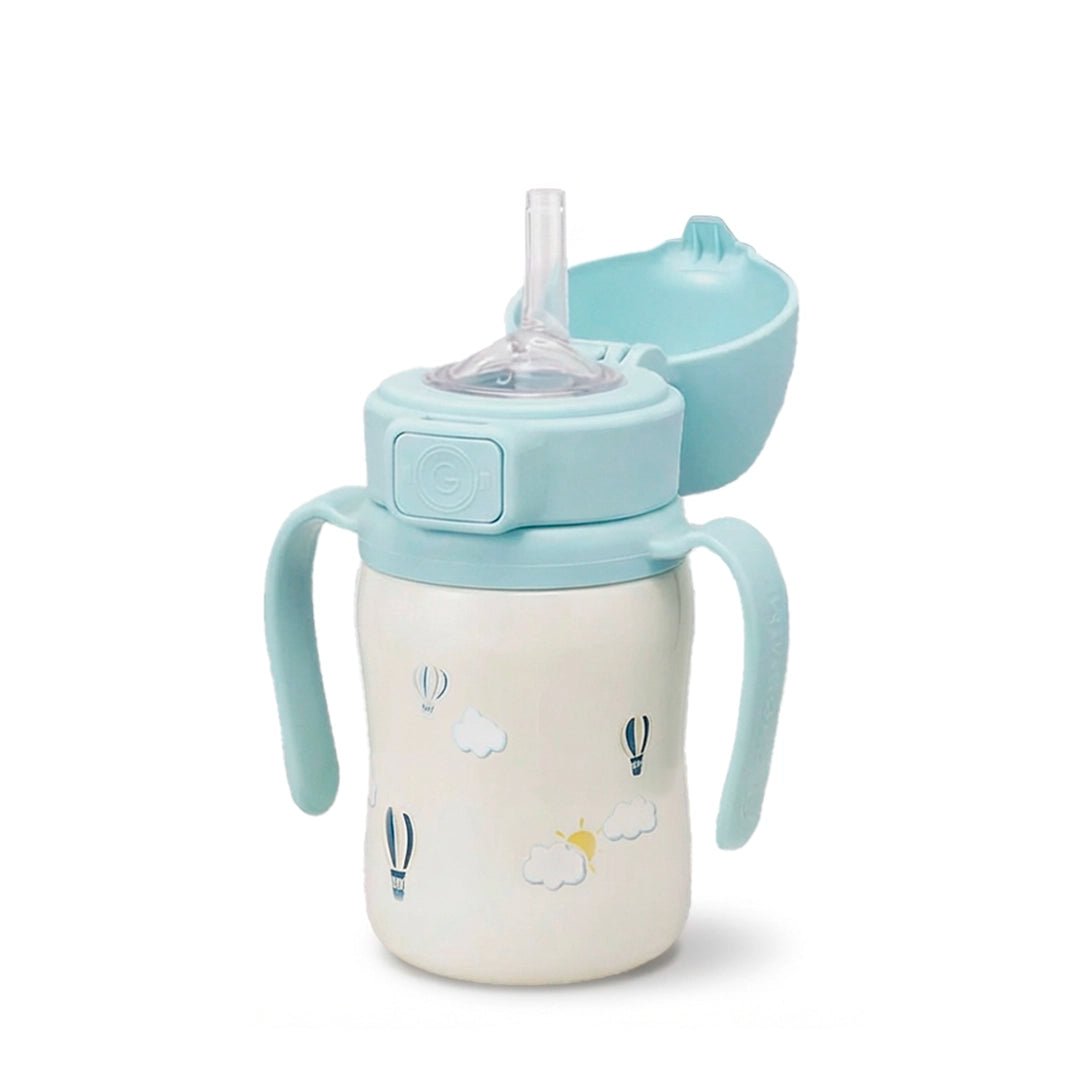 Grosmimi Stainless Steel Straw Cup with Flip Top - 6oz (12 Months+) - Zezebaebae