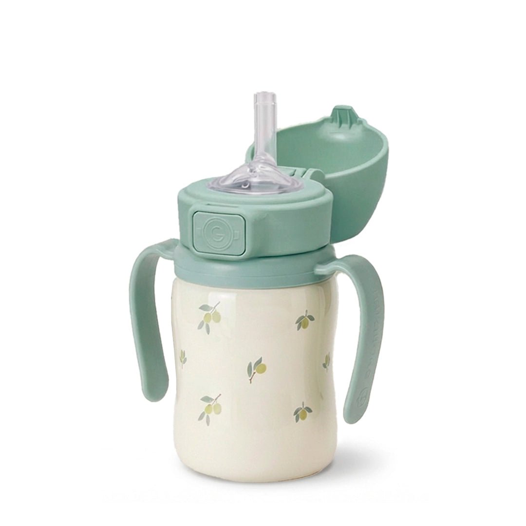 Grosmimi Stainless Steel Straw Cup with Flip Top - 6oz (12 Months+) - Zezebaebae